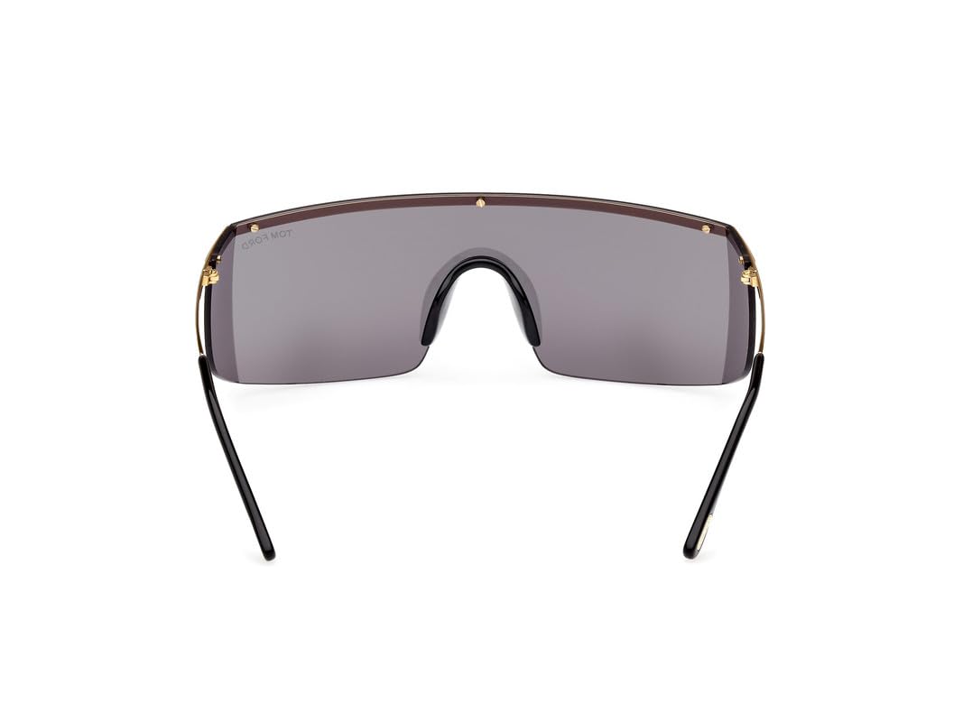 Tom Ford | UV Protected + Blue Blocked Filter Sunglasses for Men | Shield Shaped - Full-rim Gold Frame | Lens Colour: Grey | Small | FT0980 00 30C