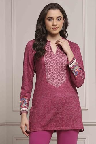 Biba Women Pink Blended Printed Kurta_42