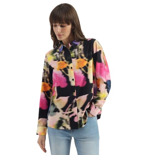 United Colors of Benetton Spread Collar Floral Print Diffused Shirt (Size: S)-25A5WVNTP215I901 Multicolour