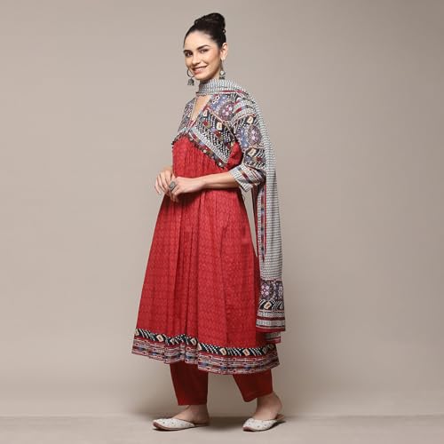 BIBA Women's Cotton Kurta Sets (SKDIKATSTO8991AW24MRN_Maroon