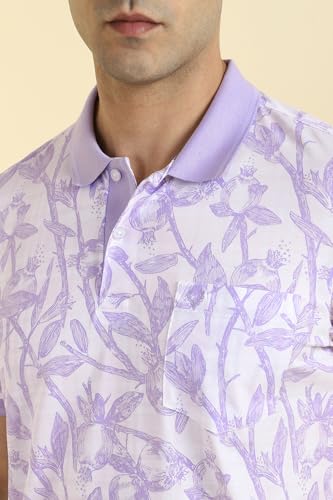 Allen Solly Men White Print Polo Neck T-Shirt