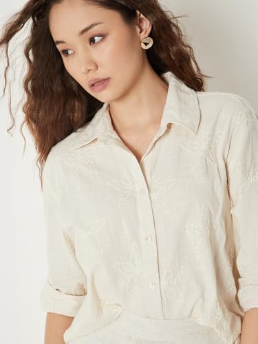 Max Women Embroidered Shirt (Beige_M)