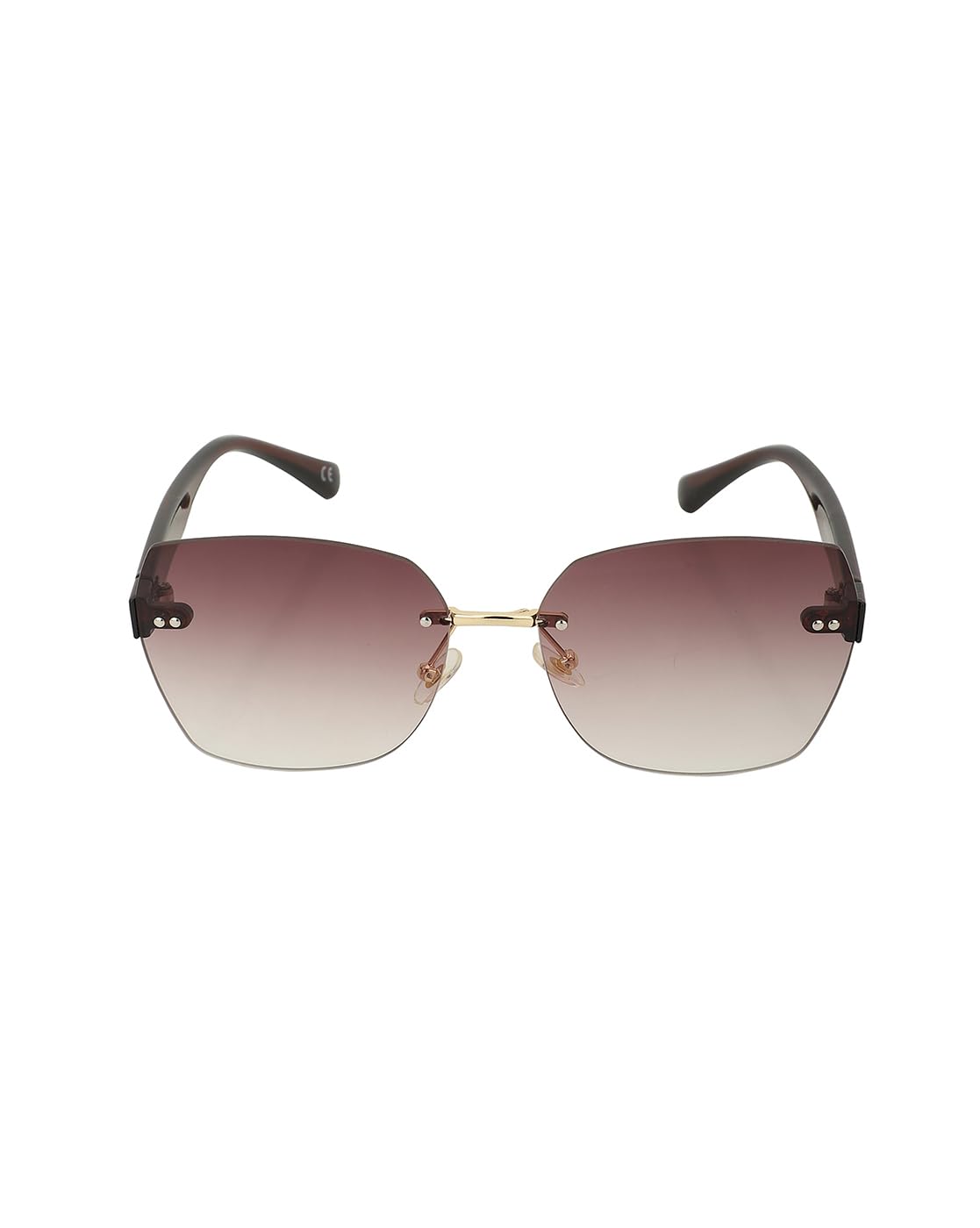 Carlton London Gold with Brown toned Oversized Women Rimless Sunglass with UV Protected Lens