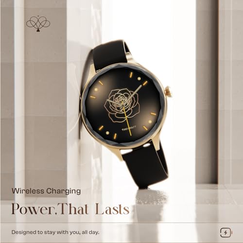 Fire-Boltt Phoenix Aura Women Smart Watch with 1.26” Diamond-Cut HD Display, Rotating Crown, Wireless Charging, Bluetooth Calling, Voice Assistant, 120+ Sports Modes - Carbon Black