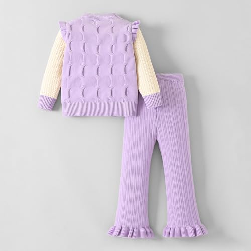 Hopscotch Girls Lavender Full Sleeves 2-Pc Bow Applique Pants Set For Age (4-5 Years)