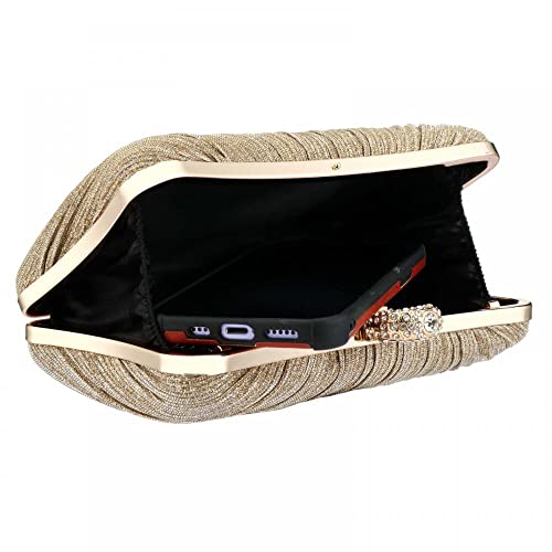 Mastyle® Pleated Glitter Clutch Bag With Metal Shimmer Lock Closure For Women
