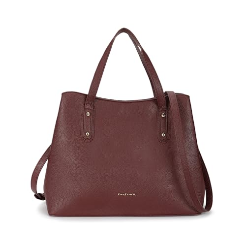 Fastrack Classic Large Satchel for Women| Sophisticated Faux Leather Bag with Gold Accents & Zip Closure | Organised Centre Compartment | Spacious 7.92L Handbag for Work | Large Satchel Bag for Women