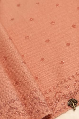 Soch Womens Peach Acrylic Floral Embroidered Winter Salwar Suit With Pearls