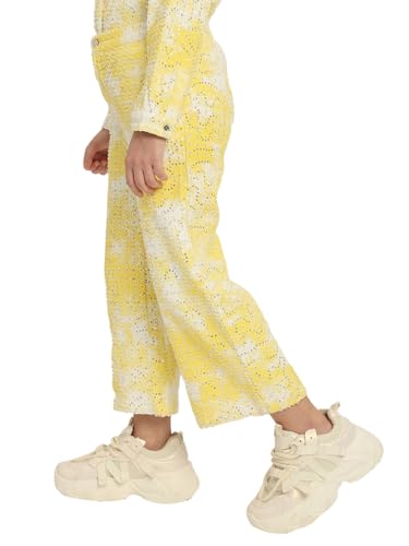 VERO MODA Girl Mid Rise Straight Fit Yellow Pants
