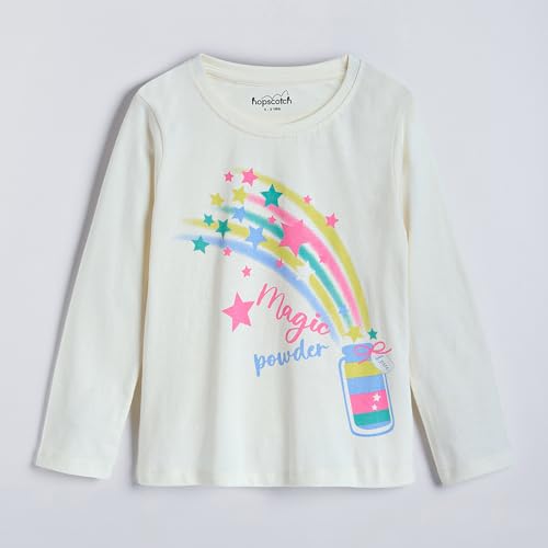 Hopscotch Girls Full Sleeves Multi 3-Pack Unicorn Cotton T-Shirts for Ages (4-5 Years)