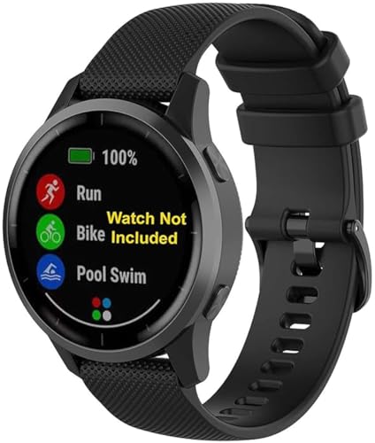 Zitel® Band Compatible with Garmin Forerunner 265, 255, 255 Music, Vivoactive 4 45mm, Venu 245 mm, Venu 3 45mm - 22mm Wide Quick Release Watch Band (Black)