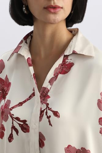 Women Cream Print Long Sleeves Shirt