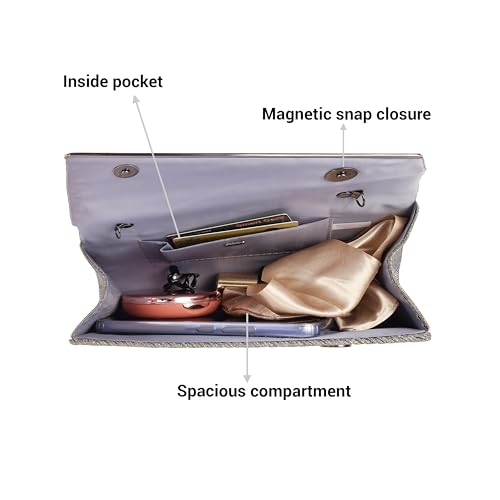 Metro Unisex Gold Adults -Wedding PU Soft Body Magnet closure Stripe Clutches with 0 Pocket and 1 compartments(38-52)