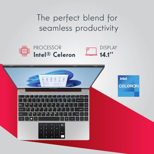Thomson Neo Metallic with Numeric Touch Pad Intel Celeron Dual Core N4020 - (4 GB/128 GB SSD/Windows 11 Home) IN-PX14C Thin and Light Laptop (14.1 inch, Silver, 1.30 kg)