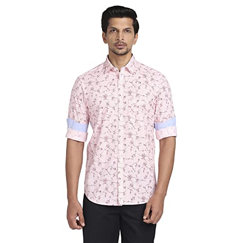 Color Plus Men's Full Sleeve Tailored Fit Medium Red Casual Shirt