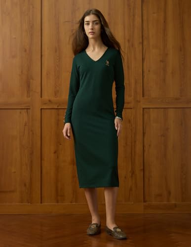 U.S. Polo ASSN. Women Ribbed Bodycon Dress (UWAW25DRS210_Green_XS)