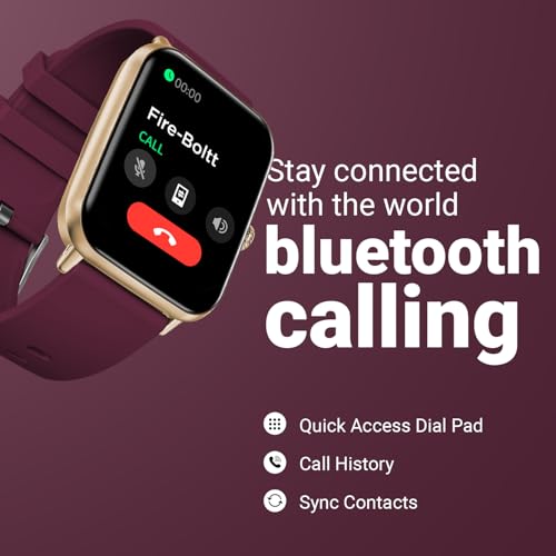 Fire-Boltt Ninja Call Pro Plus Fusion Smart Watch 1.83 inch with Bluetooth Calling, AI Voice Assistance, 100 Sports Modes IP67 Rating, 240 * 280 Pixel High Resolution (Wine)