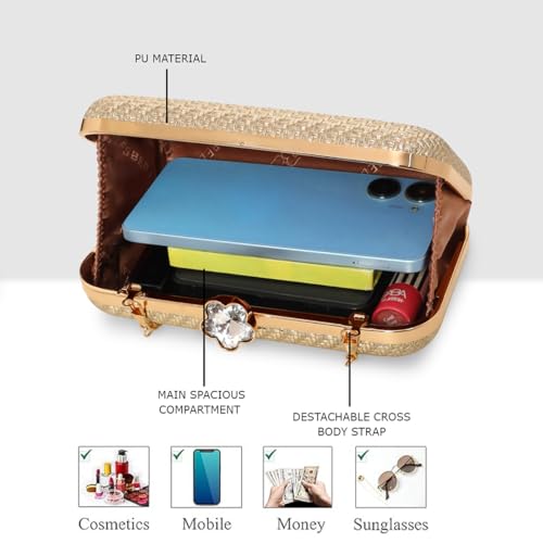 ESBEDA Gold Color Sparkle Luxe Women’s Clutch For WomensStylish Clutch | Gift Bag For Women