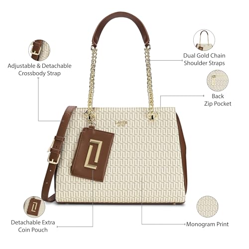 Lavie Luxe Women's Monogram Ashley Satchel Bag | Satchel Handbag For Work | Ladies Purse | Stylish Shoulder Bag | Gift For Women