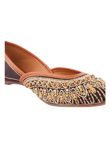 SilverArrow Women's Lotus Walk Ethnic Flat Shoes Dark Brown 3 UK