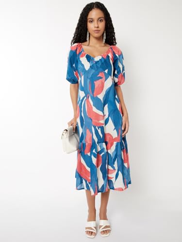 Max Women Printed A-line Dress (Multicolour_M)