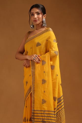 Soch Womens Yellow Art Silk Woven Design Saree
