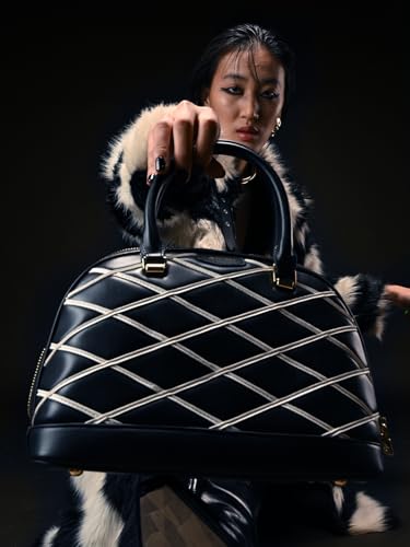 Akiki London Women's Buckingham Dome Satchel Handbag|Quilted Pattern|Stylish Handbag|Office Handbag for Women