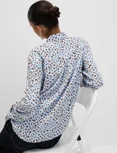 Marks & Spencer Printed Collared Button Through Shirt Blue Mix