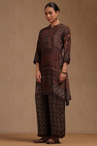 Soch Womens Brown Crepe Ethnic Motifs Co-Ord Set
