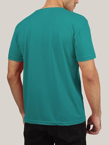 T-70 Men's Printed Half Sleeves Round Neck Poly-Cotton T-Shirt | Color - Peacock Green | Size - S