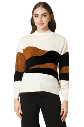 Allen Solly Women's Acrylic Crew Neck Sweater (AHSWCRGH821444_White