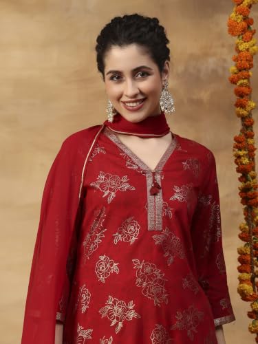 Rangriti Rayon Printed Straight Festive Kurta With Salwar And Dupatta