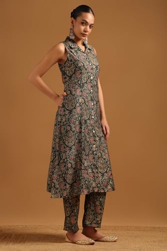 Soch Womens Green Desert Storm Paisley Print Co-Ord Set