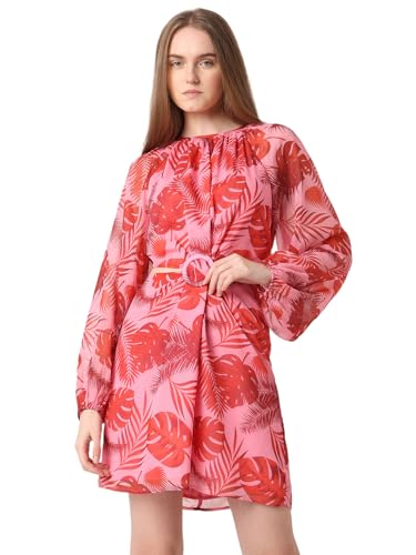 Vero Moda Women's Polyester A-Line Above The Knee Dress (10323057-Prism Pink_Prism