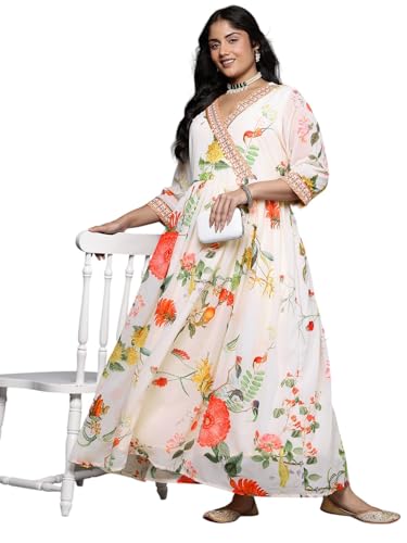 Floral Printed Sequined Detail Wrap Maxi Dress