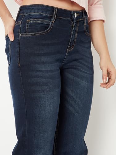 Max Women Whiskered Kick Flare Jeans (Blue_28)
