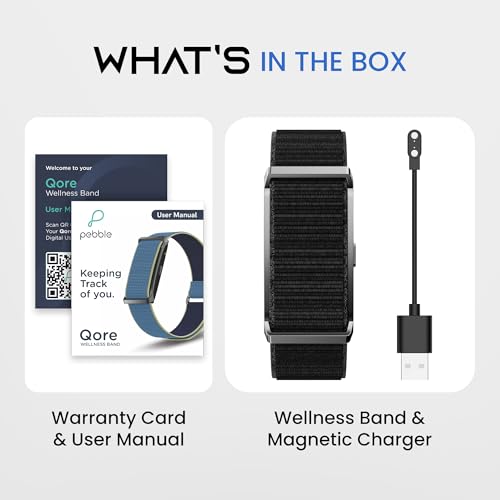 Pebble Newly Launched Qore Fitness Band with 45 Days Battery Life | 100+ Sports Modes | Advanced Health Tracking | HR & SpO2| Stress| Sleep | OneKey Measurement | Smart Notifications - Black