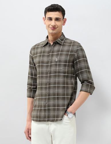 U.S. Polo Assn. Denim Co. Men's Twill Tartan Checked Shirt (UDSHT1974_Olive_40)