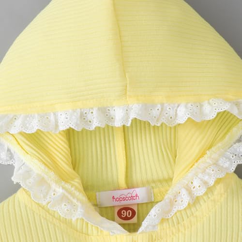 Hopscotch Girls Full Sleeves Yellow 2-Pc Textured Jeans Set For Age (9-12 Months)