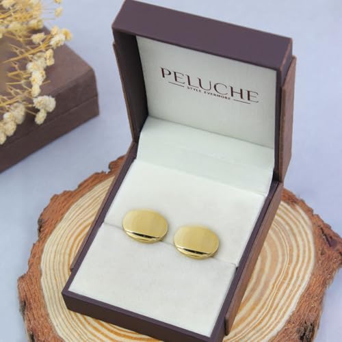 Peluche Men's Minimal Metal Design Cufflinks - Gold
