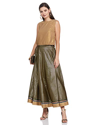 W for Woman Women's Full Skirt (17AUS55353-50726_Jet Black_WS)