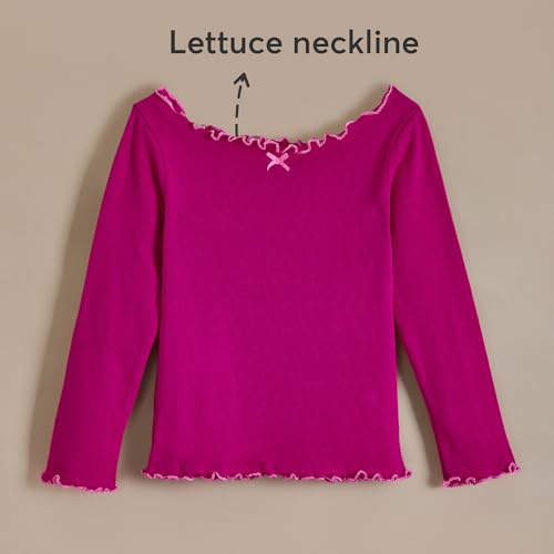 Hopscotch Girls Full Sleeves Textured Print Pink Tees for Ages (3-4 Years)