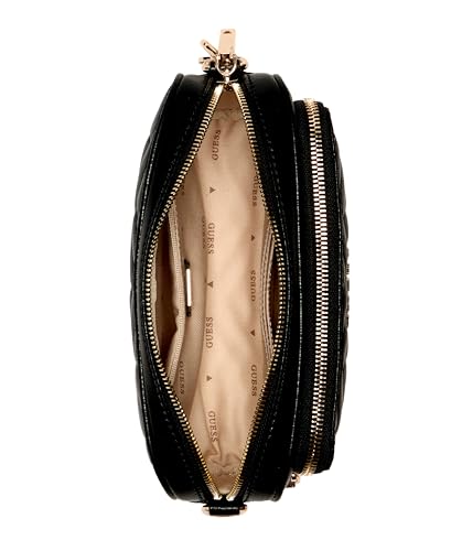 Guess Women Black Quilted Anning Crossbody Camera Bag