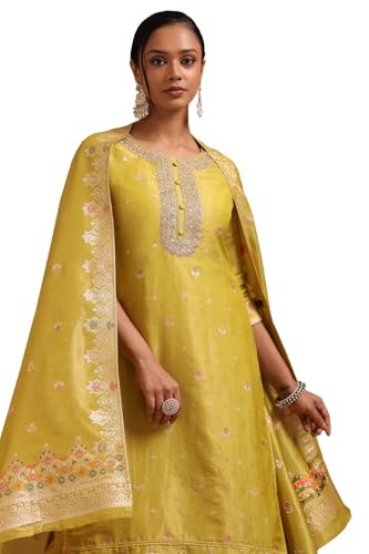 Soch Women's Chanderi Chudidar Set (EWA5CD22065_Light Green
