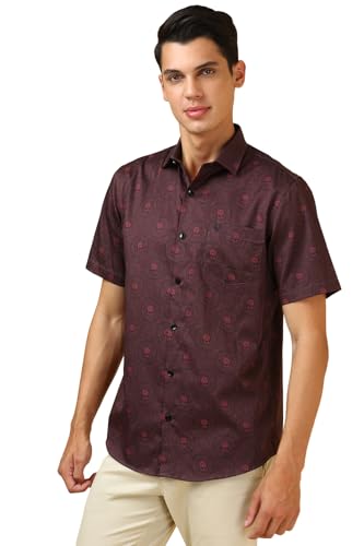 Allen Solly Men Maroon Print Half Sleeves Casual Shirt