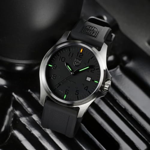 Luminox - G Moon Valley - Mens Watch 43mm - Divers Watch Date Function - 100m Water Resistant - Mens Watches - Swiss Made - Different Variations, Case:silver, Dial:black, Band:black, Number:grey