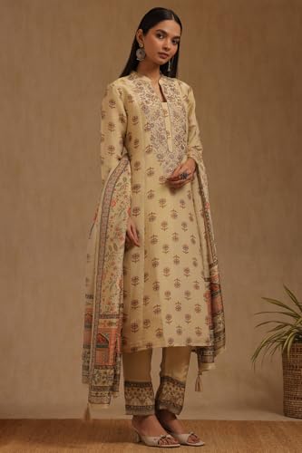 Soch Women's Tissue Salwar Suit Set (EWA5CD22267_Beige