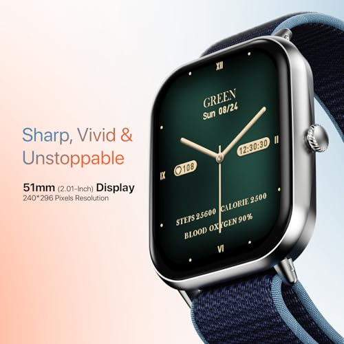 Fire-Boltt Newly Launched Ninja Call Pro Max Nyluxe Smart Watch 2.01 inch Display, Bluetooth Calling, 120+ Sports Modes, Health Suite, Voice Assistance (Cyan)