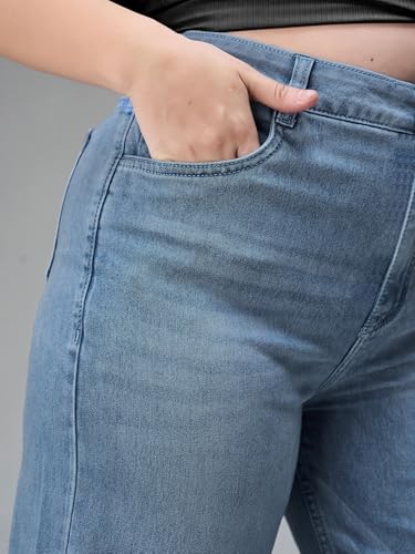 Miss Chase A+ Women's Bootcut High Rise Stretchable Denim Jeans (APSS25DEN81-64-54-32, Sky Blue, 32)