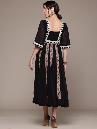 Ritu Kumar Black Kaleido Solid Long Dress